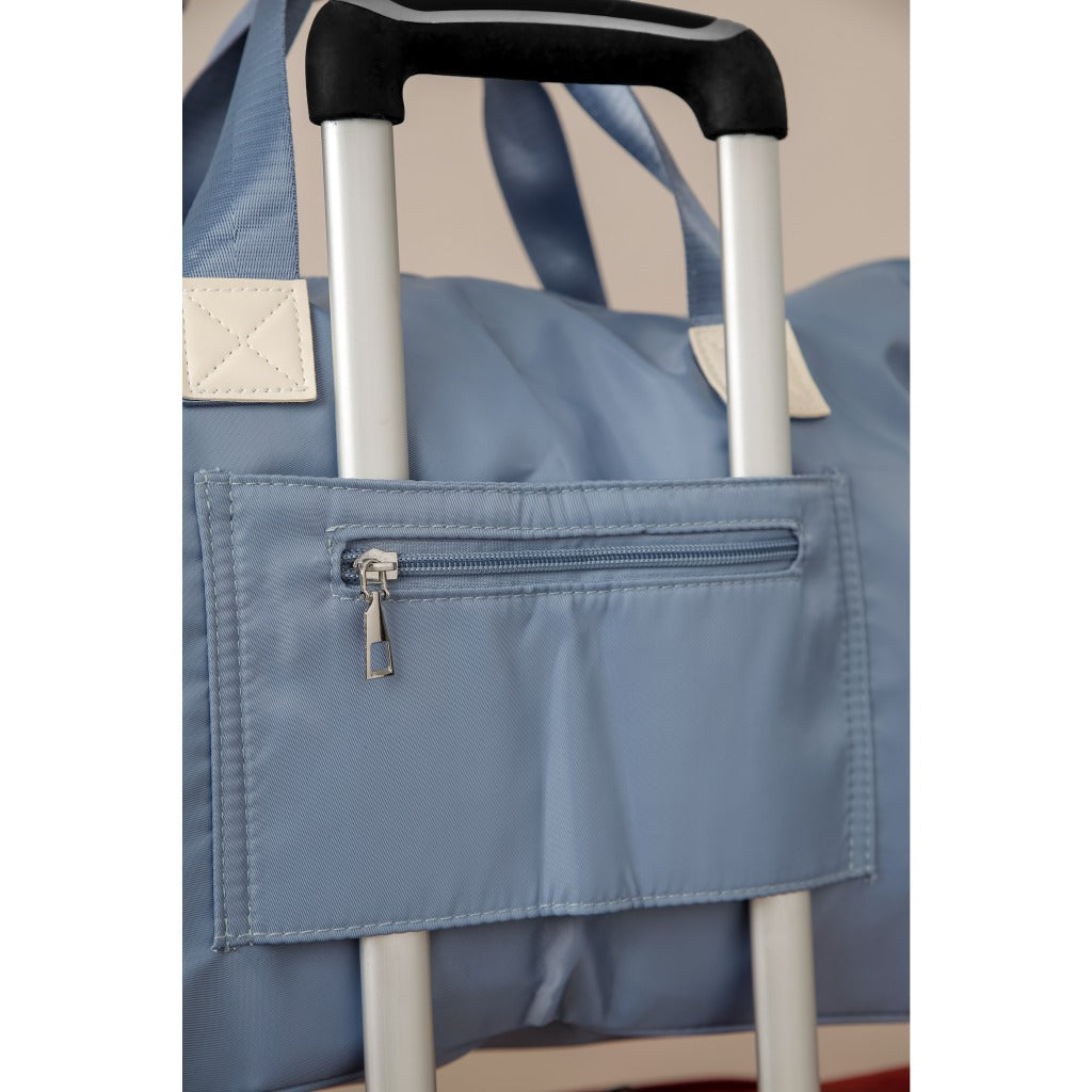 Maleta de mano de viaje para mujer con manija integrada para colocar en una maleta de equipaje rondate, color azul claro, DCVS