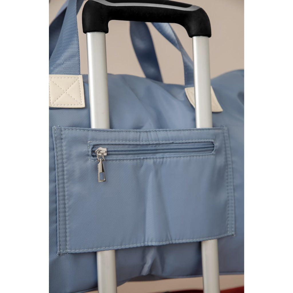 Maleta de mano de viaje para mujer  con manija integrada para colocar en una maleta de equipaje rondate, color azul claro, DCVS